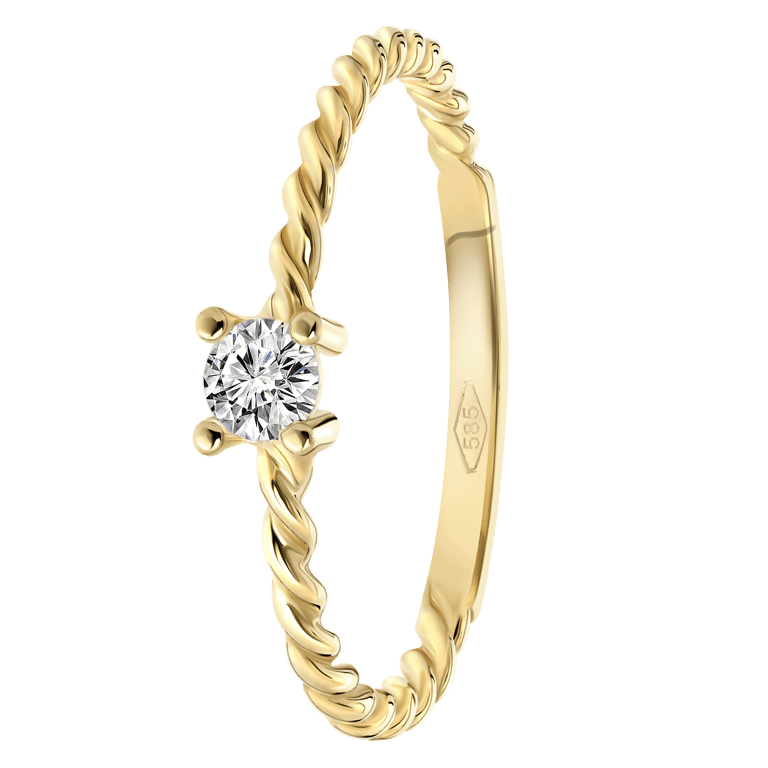 Ring, 585 Gelbgold, Drehoptik, mit Zirkonia