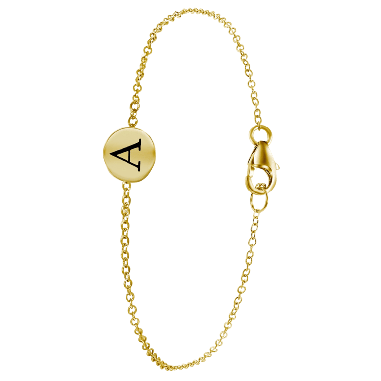 Zilveren goldplated fantasiearmband met letterhanger voor dames