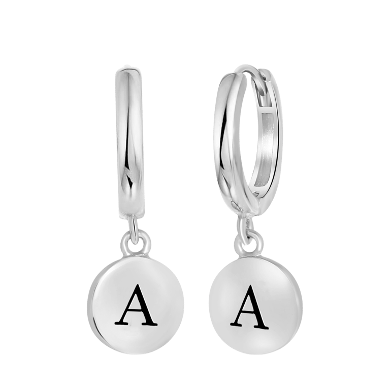Ohrringe, 925 Silber, Buchstabe, rhodiniert