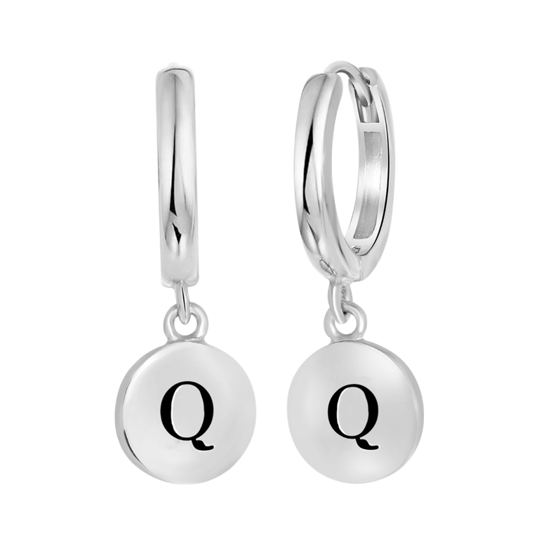 Zilveren oorringen alfabet rhodiumplated