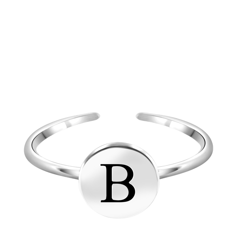 Silberfarbener Bijoux-Ring, Herz mit Initialen