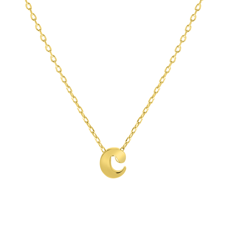 Stalen goldplated ketting met letterhanger voor dames