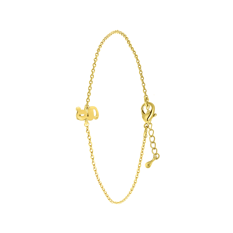 Stalen goldplated fantasiearmband met letterhanger voor dames