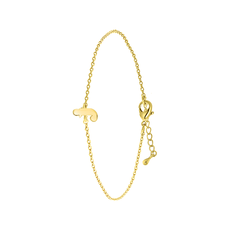 Stalen goldplated fantasiearmband met letterhanger voor dames