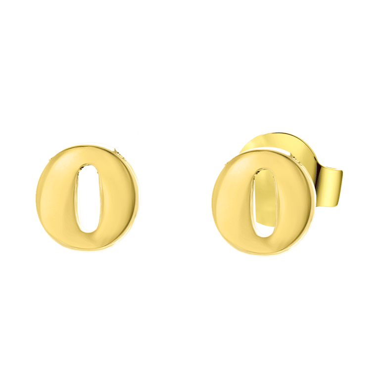 Stalen oorbellen goldplated letter