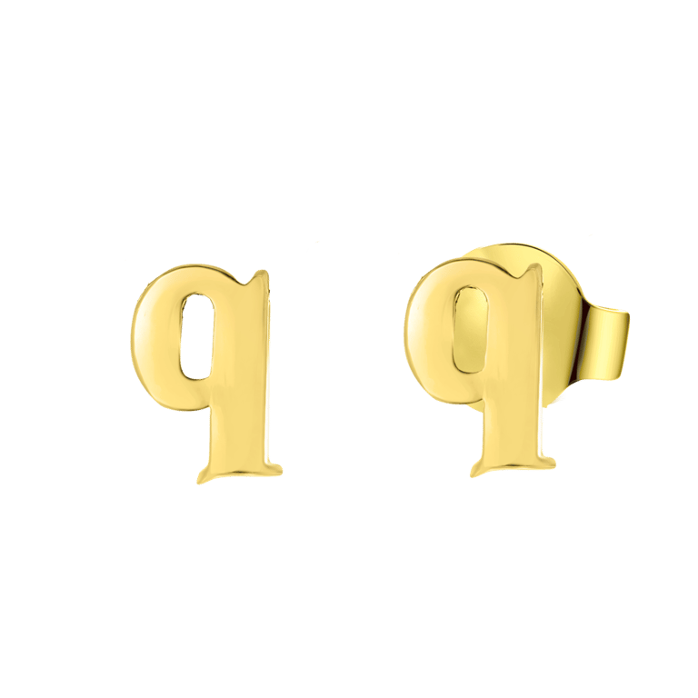 Stainless steel oorknoppen goldplated letter voor dames