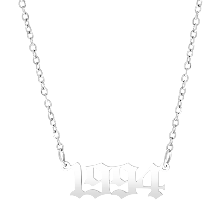 Stainless steel ketting jaartal old english voor dames