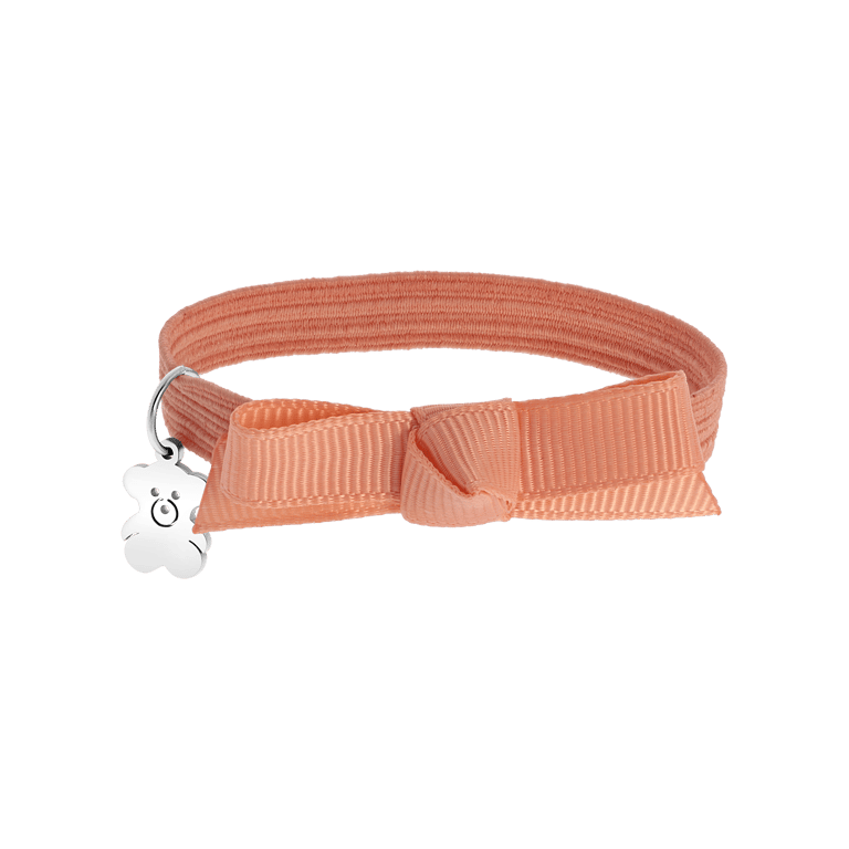 Elastisches Kinderarmband in Pfirsich mit Bär-Anhänger