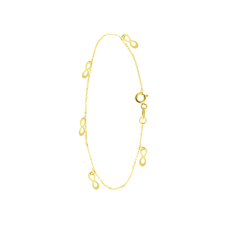 Fußkettchen, 375 Gold, mit Infinity-Anhängern