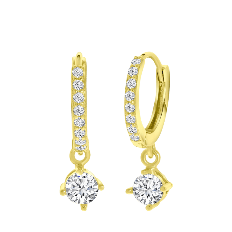 Zilveren goldplated oorringen met zirkonia voor dames