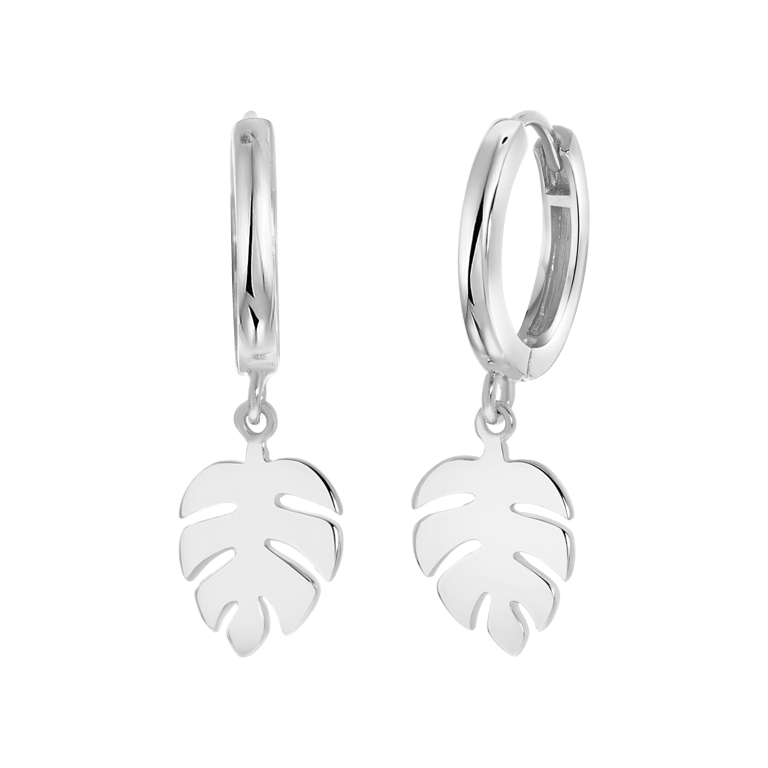 Ohrringe, 925 Silber, mit Anhänger, Blatt