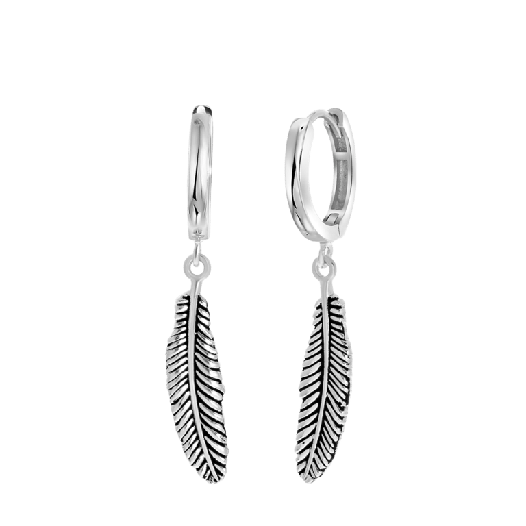 Ohrringe, 925 Silber, mit Feder-Anhänger