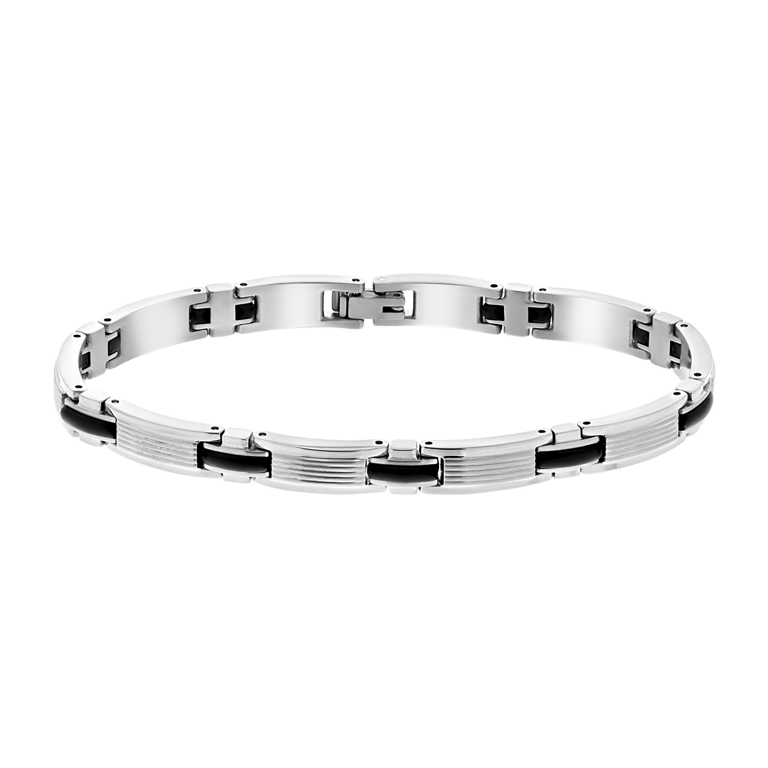 Gerecycleerd stainless steel armband schakel zwart