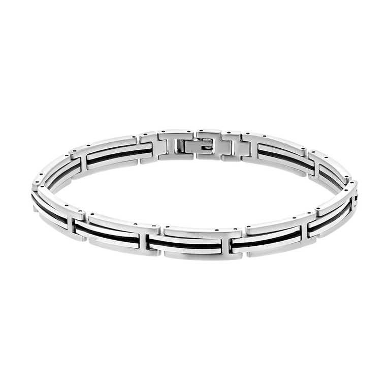 Gerecycleerd stainless steel armband schakel zwarte afwerking