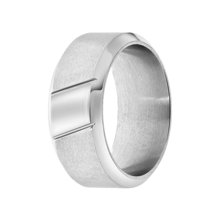 Gerecycled stainless steel herenring streep