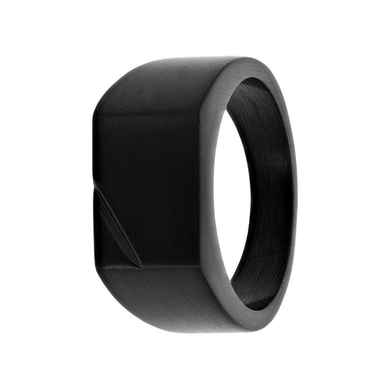 Gerecycleerd stainless steel heren zegelring zwart