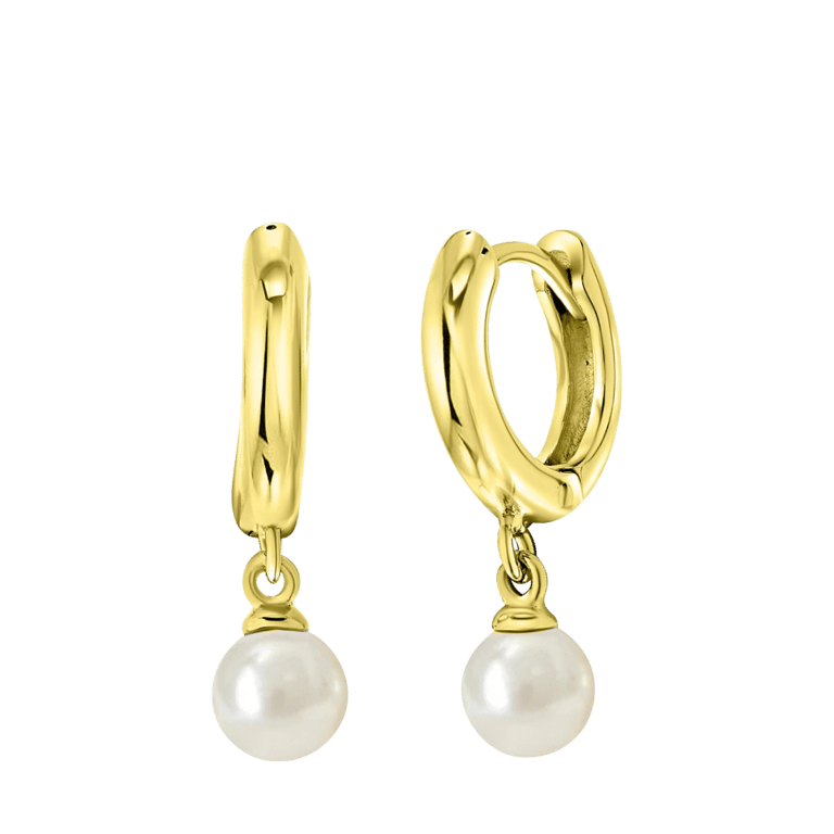 Zilveren goldplated oorringen met parel  voor dames