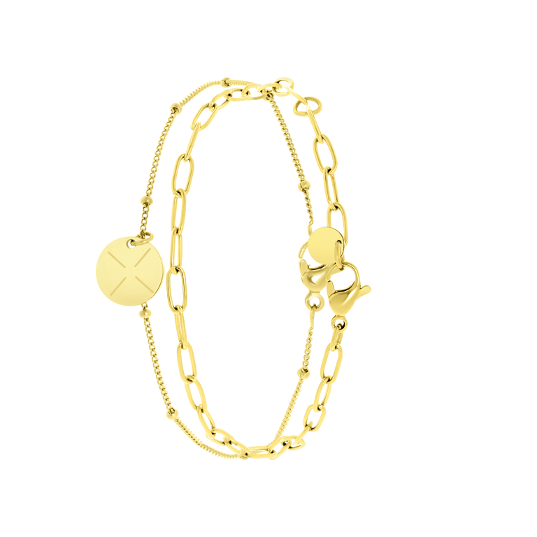 Stalen armbanden goldplated met graveer disc