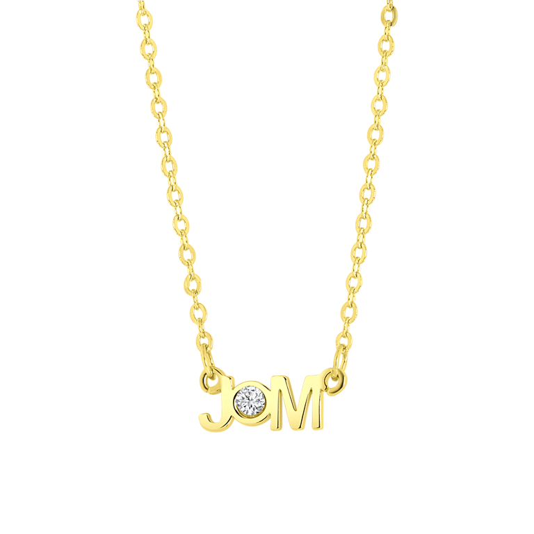 Zilveren goldplated naamketting met zirkonia voor dames
