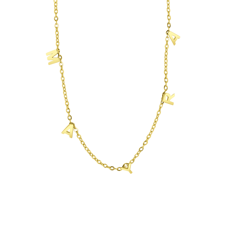 Zilveren goldplated naamketting voor dames