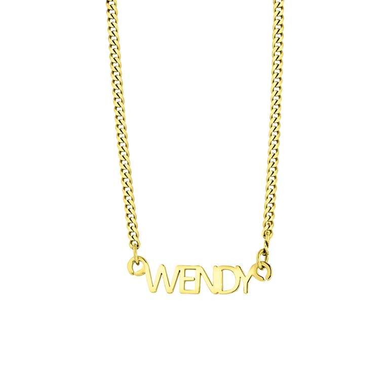 Zilveren goldplated naamketting voor dames