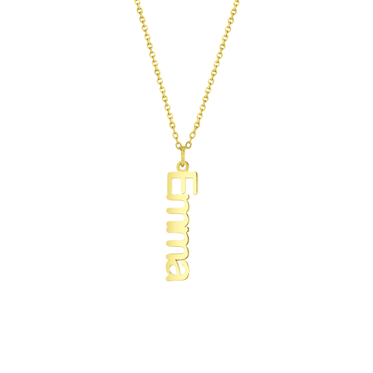 Zilveren naamketting gold verticaal