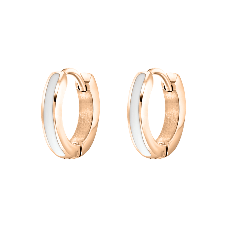 Gerecycleerd stalen roseplated kinderoorbellen met emaille wit