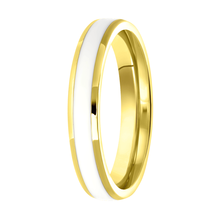 Gerecycleerd stainless steel goldplated kinderring met emaille wit