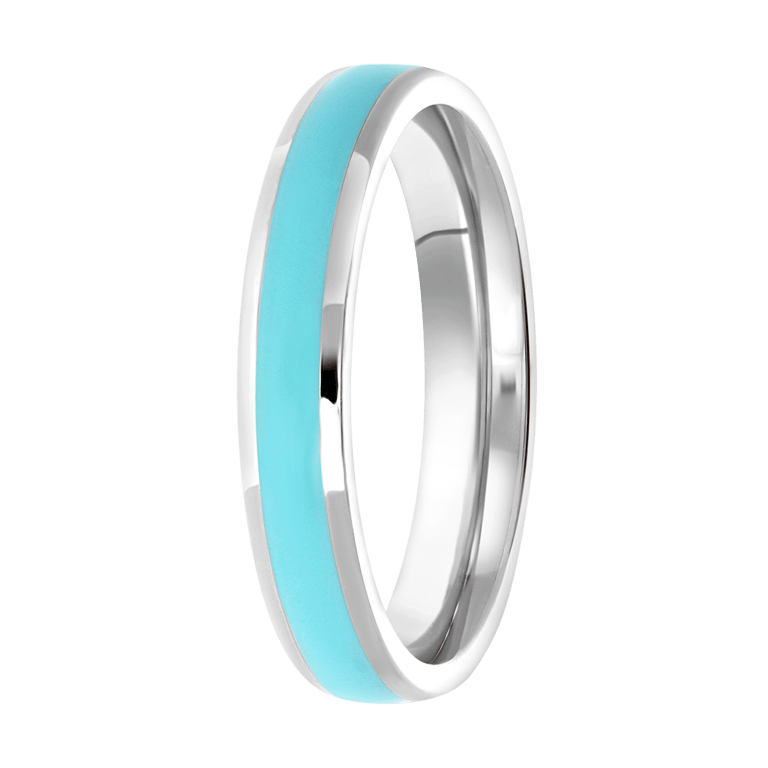 Gerecycled stainless steel kinderring met emaille aqua