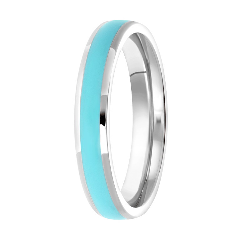 Kinderring, Edelstahl, mit Emaille, Aqua