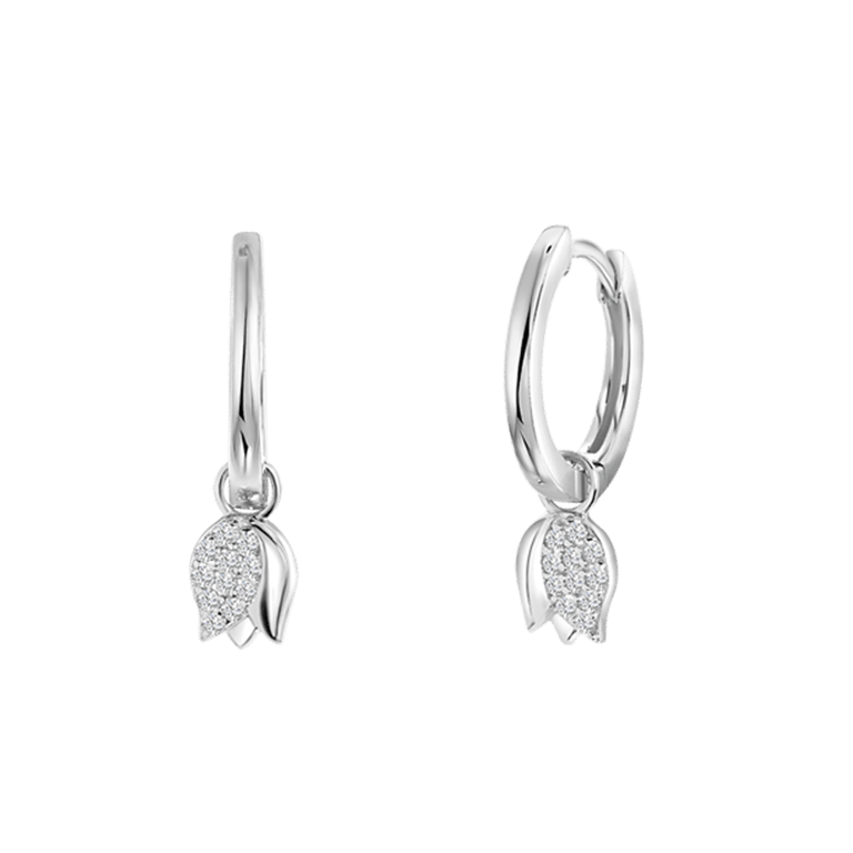 Ohrringe, 925 Silber, mit Anhänger, Tulpe