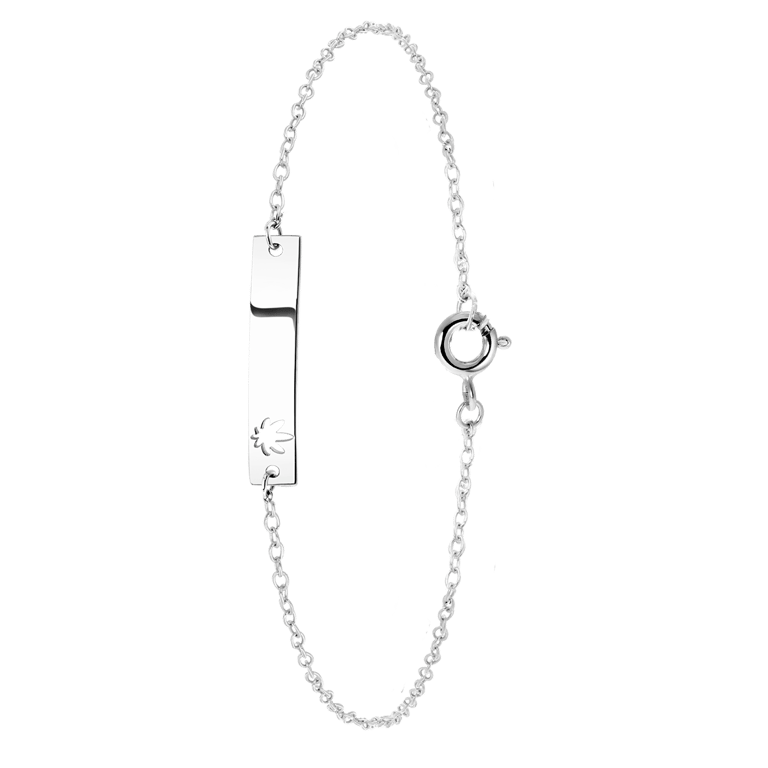 Zilveren armband bar open wietblad