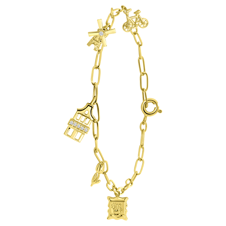 Armband mit Anhängern, 925 Silber, vergoldet, Niederlande