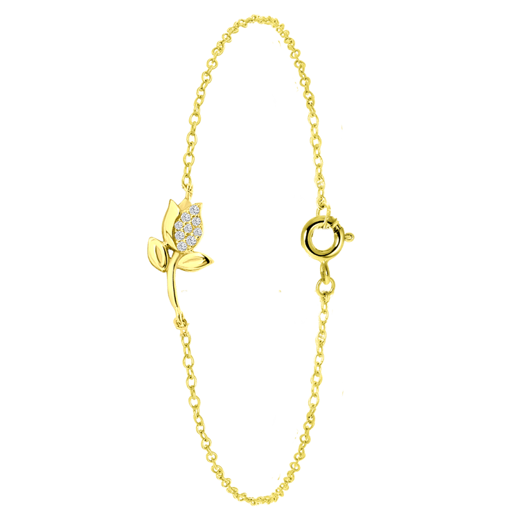 Zilveren goldplated armband tulp