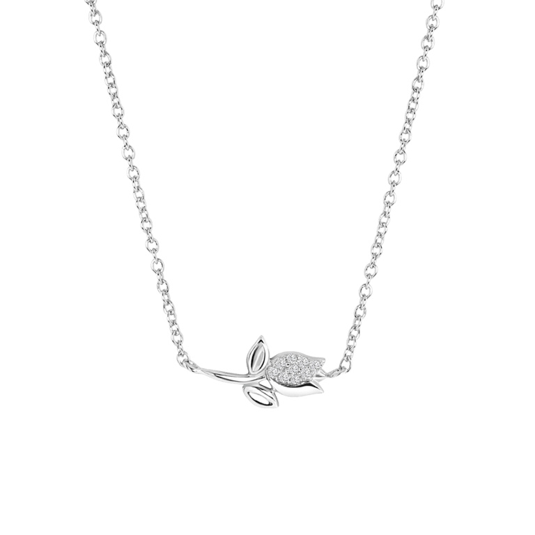 Kette, 925 Silber, mit Anhänger, Tulpe