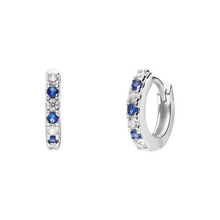 Ohrringe, 925 Silber, mit Zirkonia in Weiß und Blau