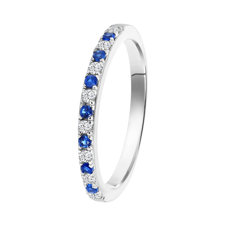 Zilveren ring met witte en blauwe zirkonia