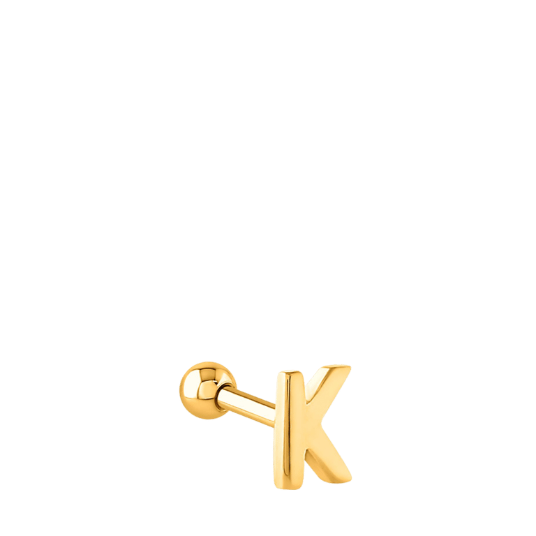 Stalen goldplated helixpiercing met letter voor dames