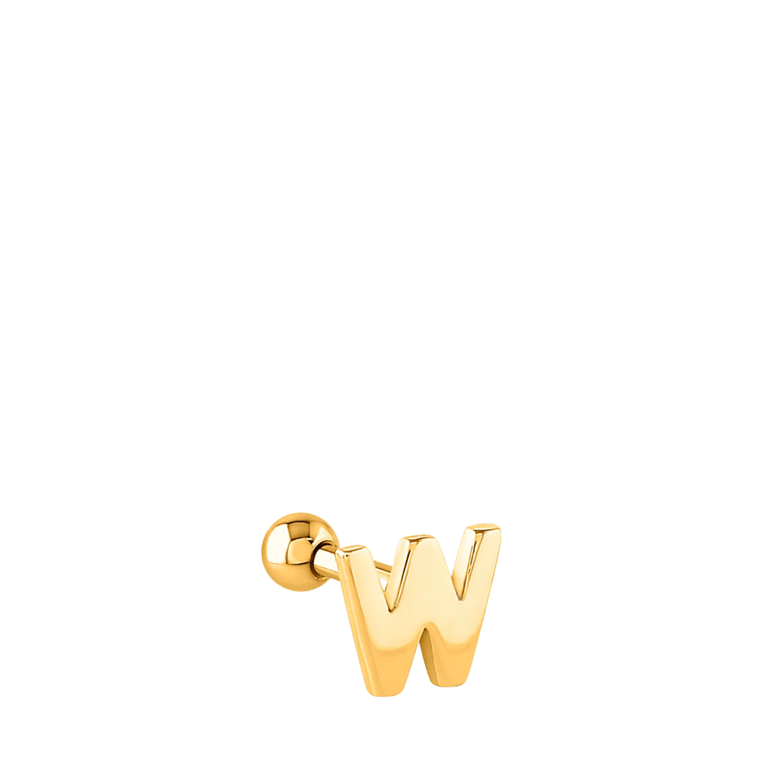 Stalen goldplated helixpiercing met letter voor dames