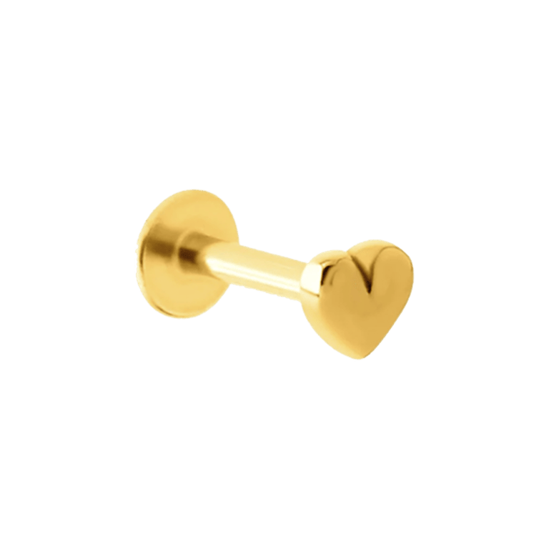 Stainless steel goldplated traguspiercing hart voor dames