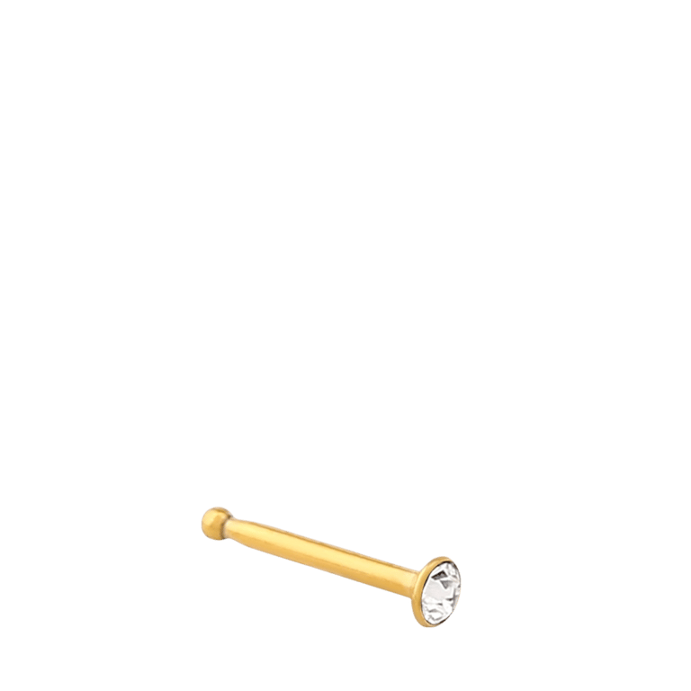 Stalen goldplated neuspiercing gold bone kristal voor dames