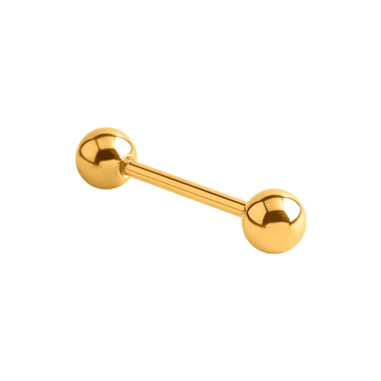 Stainless steel tongpiercing gold barbell