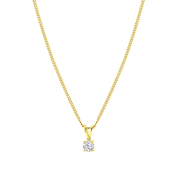 Halskette, 925 Silber, vergoldet, mit Zirkonia 4 mm
