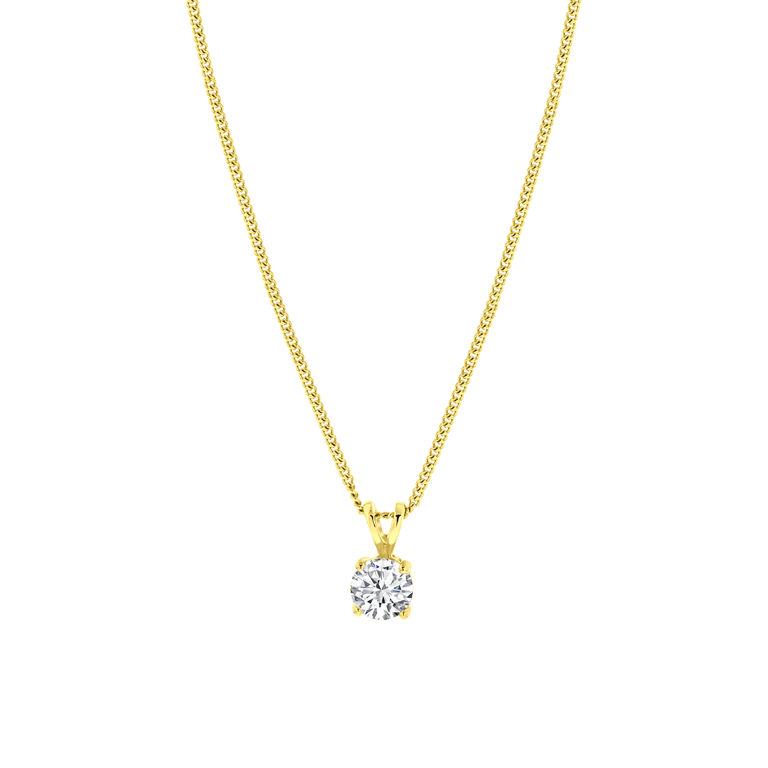Halskette, 925 Silber, vergoldet, mit Zirkonia 6 mm