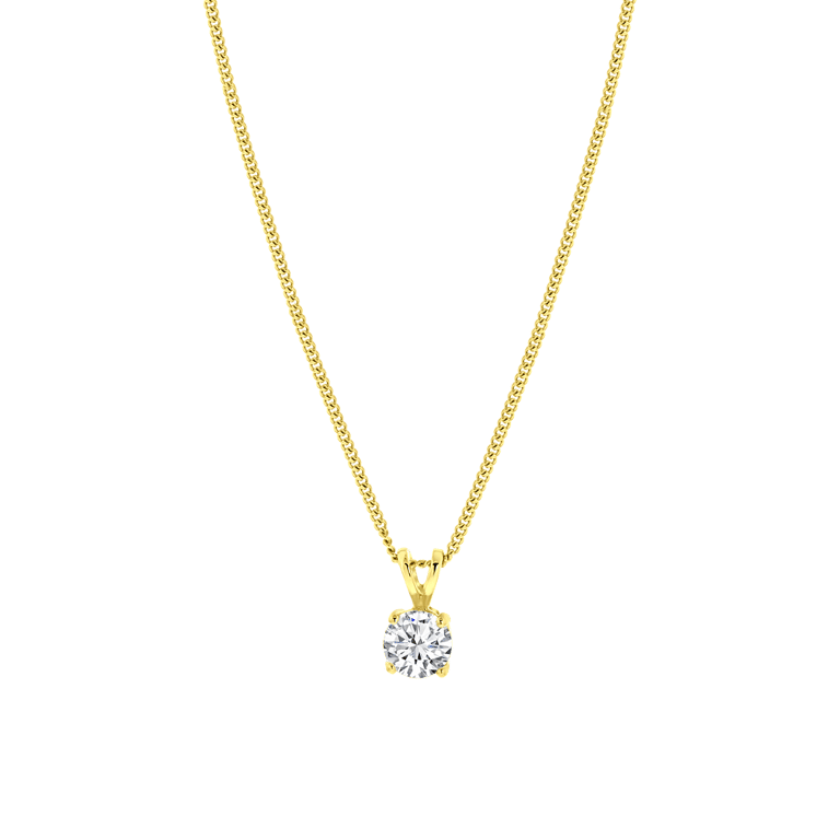 Zilveren goldplated ketting met hanger met Swarovski zirkonia voor dames