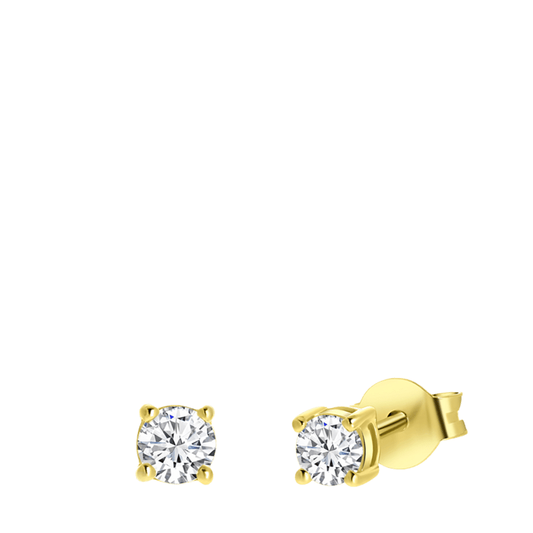Ohrringe, 925 Silber, vergoldet, Zirkonia 3,5 mm