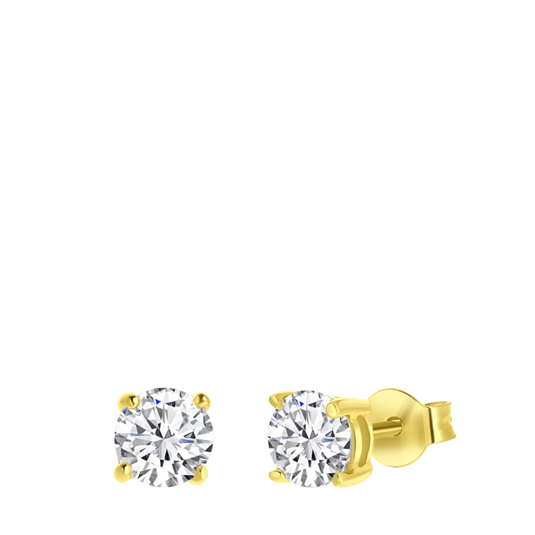 Ohrringe, 925 Silber, vergoldet, Zirkonia 5 mm