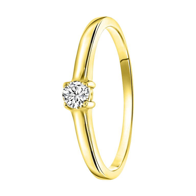 Zilveren ring gold met zirkonia 3,5mm