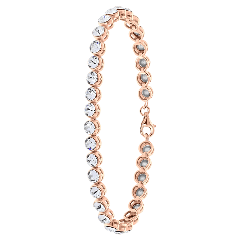 Zilveren tennisarmband rose met kristal wit