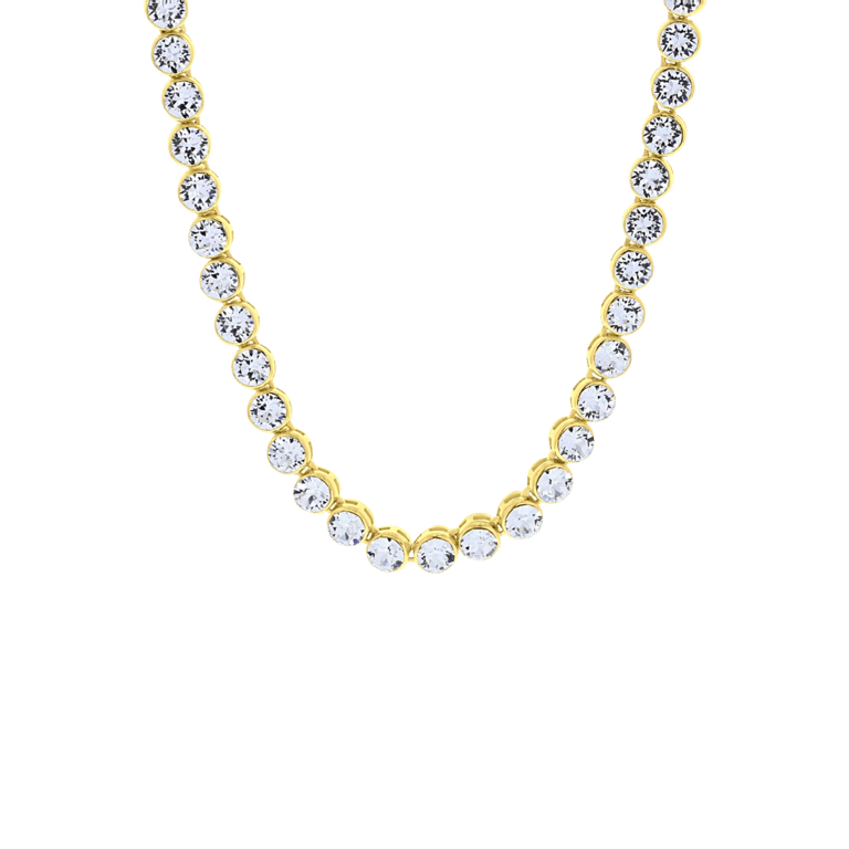 Collier, 925 Silber, vergoldet, mit Kristall, weiß